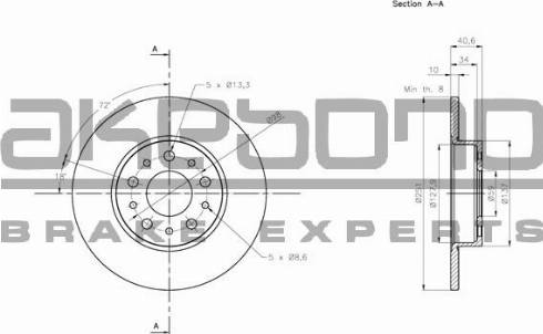 Akebono BN-0838 - Тормозной диск autosila-amz.com