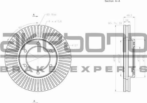 Akebono BN-0822 - Тормозной диск autosila-amz.com