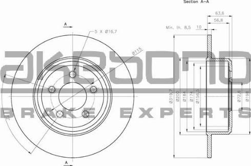 Akebono BN-0875 - Тормозной диск autosila-amz.com