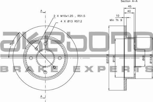 Akebono BN-0354E - Тормозной диск autosila-amz.com