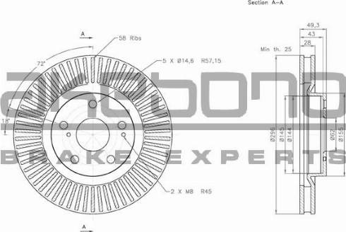 Akebono BN-0350 - Тормозной диск autosila-amz.com