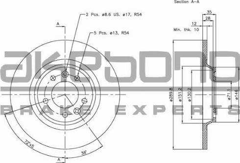 Akebono BN-0358 - Тормозной диск autosila-amz.com