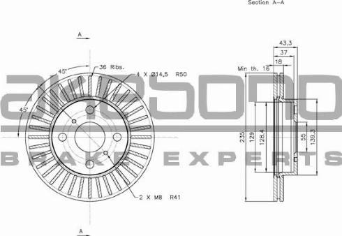 Akebono BN-0389E - Тормозной диск autosila-amz.com