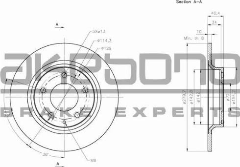 Akebono BN-0384E - Тормозной диск autosila-amz.com