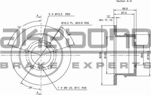 Akebono BN-0387 - Тормозной диск autosila-amz.com