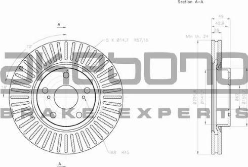 Akebono BN-0339E - Тормозной диск autosila-amz.com