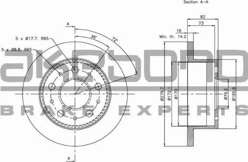 Akebono BN-0335E - Тормозной диск autosila-amz.com