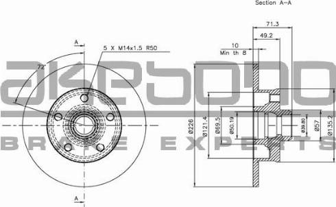 Akebono BN-0246E - Тормозной диск autosila-amz.com