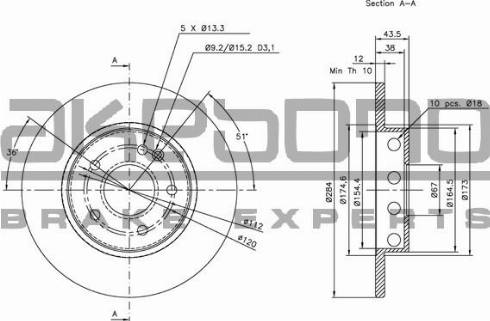 Akebono BN-0243 - Тормозной диск autosila-amz.com