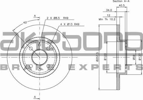 Akebono BN-0285E - Тормозной диск autosila-amz.com