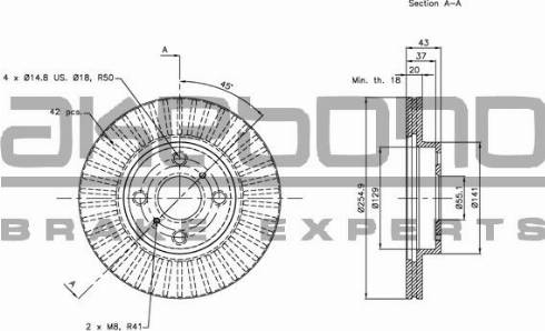 Akebono BN-0234 - Тормозной диск autosila-amz.com