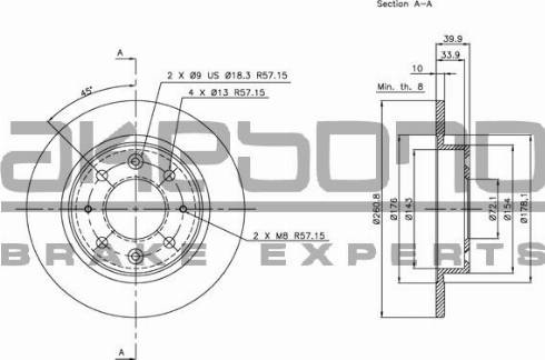 Akebono BN-0750E - Тормозной диск autosila-amz.com