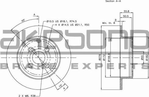 Akebono BN-0718 - Тормозной диск autosila-amz.com