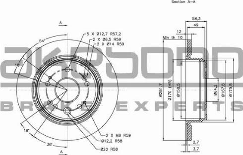 Akebono BN-0782E - Тормозной диск autosila-amz.com