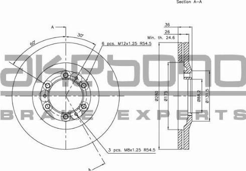 Akebono BN-0724 - Тормозной диск autosila-amz.com