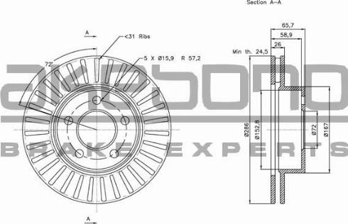 Akebono BN-1047 - Тормозной диск autosila-amz.com