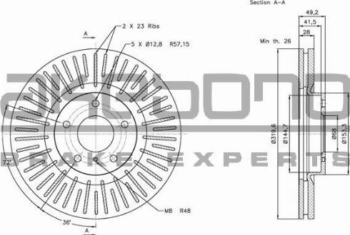 Akebono BN-1018 - Тормозной диск autosila-amz.com