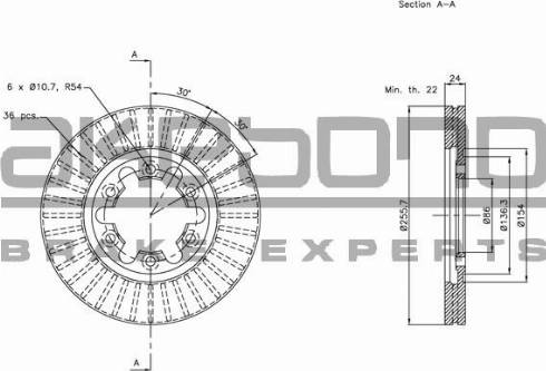 Akebono BN-1084E - Тормозной диск autosila-amz.com