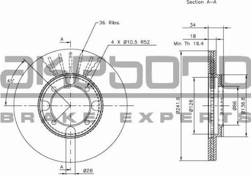 Akebono BN-1085E - Тормозной диск autosila-amz.com