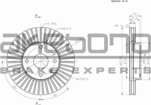 Akebono BN-1088E - Тормозной диск autosila-amz.com