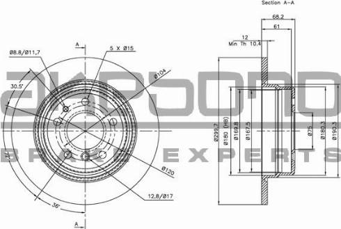 Akebono BN-1023 - Тормозной диск autosila-amz.com