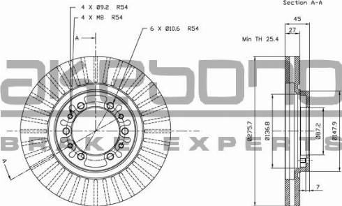 Akebono BN-1199E - Тормозной диск autosila-amz.com