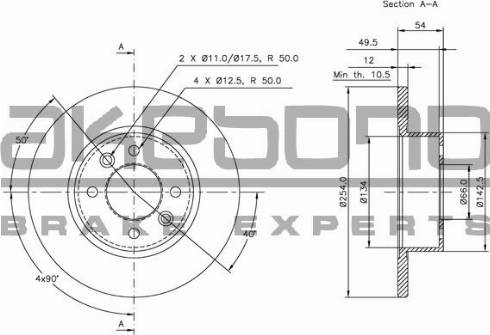 Akebono BN-1195E - Тормозной диск autosila-amz.com