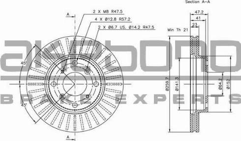 Akebono BN-1111 - Тормозной диск autosila-amz.com