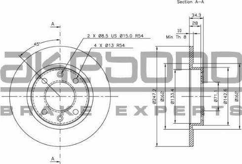 Akebono BN-1113E - Тормозной диск autosila-amz.com