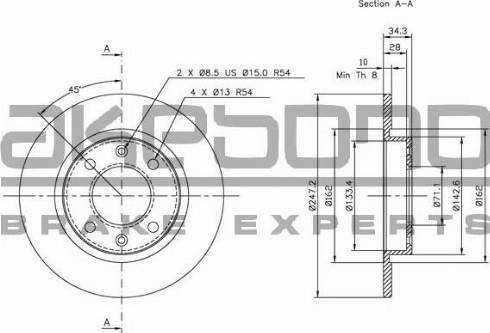 Akebono BN-1113 - Тормозной диск autosila-amz.com