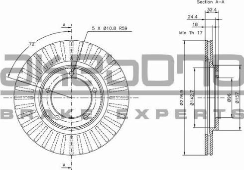 Akebono BN-1112E - Тормозной диск autosila-amz.com