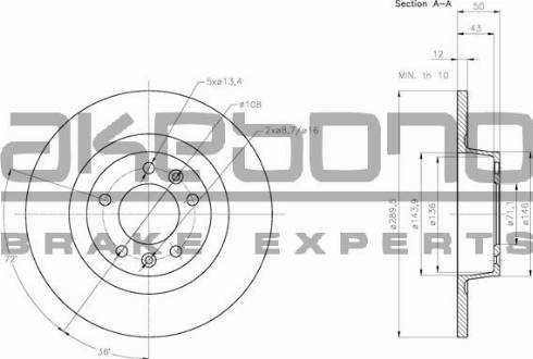 Akebono BN-1125E - Тормозной диск autosila-amz.com