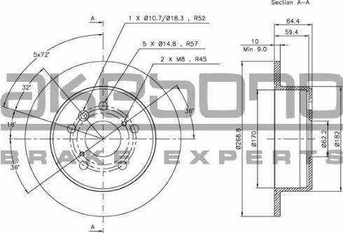 Akebono BN-1173E - Тормозной диск autosila-amz.com