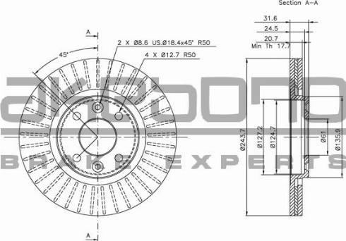 Akebono BN-1347E - Тормозной диск autosila-amz.com