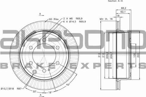 Akebono BN-1304E - Тормозной диск autosila-amz.com