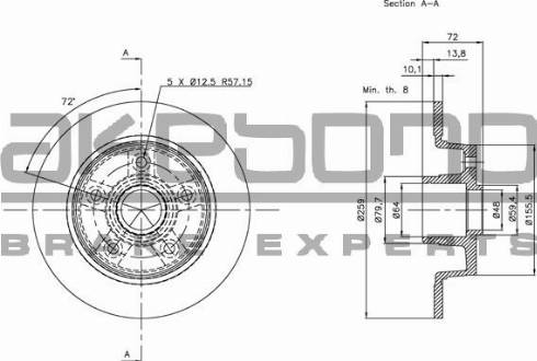 Akebono BN-1303E - Тормозной диск autosila-amz.com