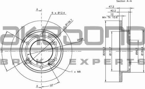 Akebono BN-1338E - Тормозной диск autosila-amz.com