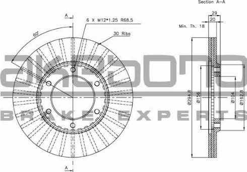 Akebono BN-1241E - Тормозной диск autosila-amz.com