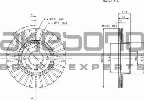 Akebono BN-1247 - Тормозной диск autosila-amz.com