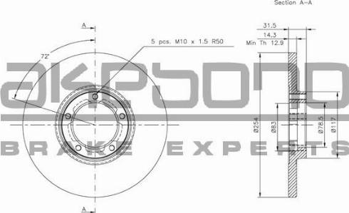 Akebono BN-1259E - Тормозной диск autosila-amz.com