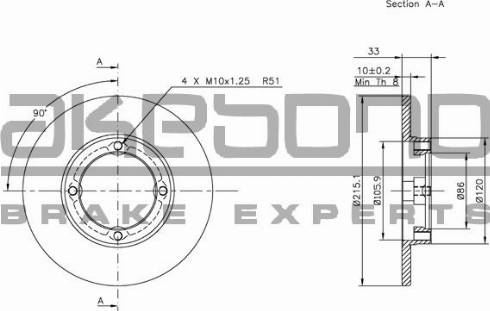 Akebono BN-1231E - Тормозной диск autosila-amz.com