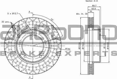 Akebono BN-1228 - Тормозной диск autosila-amz.com