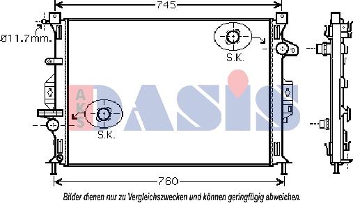 AKS Dasis 092046N - Радиатор, охлаждение двигателя autosila-amz.com