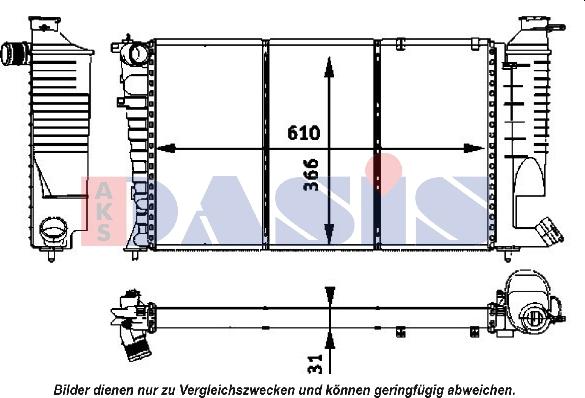 AKS Dasis 160038N - Радиатор, охлаждение двигателя autosila-amz.com