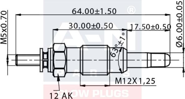 A-N PARTS A-N061381 - Свеча накала 11V FORD ESCORT VI 1.8TD 93-99 autosila-amz.com