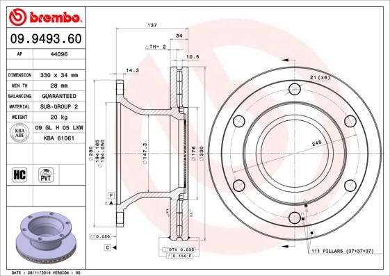 AP 44096 - Тормозной диск autosila-amz.com