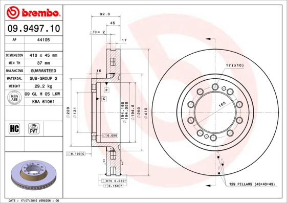 AP 44105 - Тормозной диск autosila-amz.com