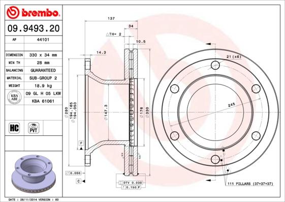 AP 44101 - Тормозной диск autosila-amz.com