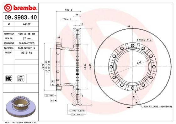 AP 44107 - Тормозной диск autosila-amz.com