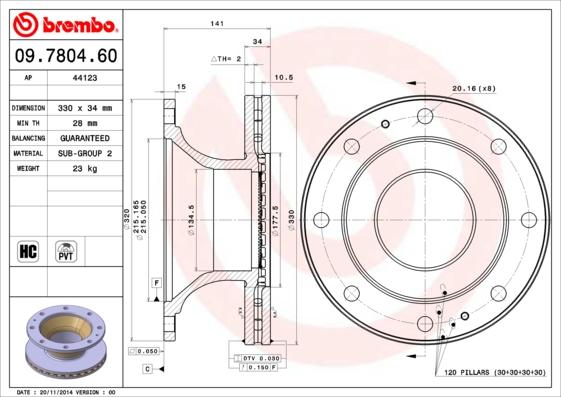 AP 44123 - Тормозной диск autosila-amz.com